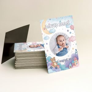 Magnet mărturie botez – Nori și stele pastel