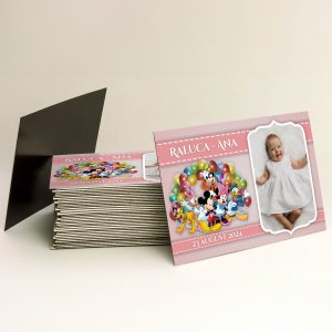 Magnet mărturie botez – Mickey și prietenii roz